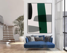 Load image into Gallery viewer, Black White Green Abstract Painting Home Bedroom Wall Decor Geometric Wall Art GE002