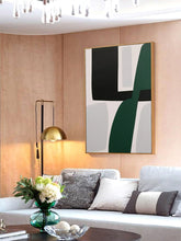 Load image into Gallery viewer, Abstract Black White Green Abstract Painting Home Bedroom Wall Decor Geometric Wall Art