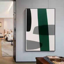 Load image into Gallery viewer, Black White Green Abstract Painting Home Bedroom Wall Decor Geometric Wall Art GE002