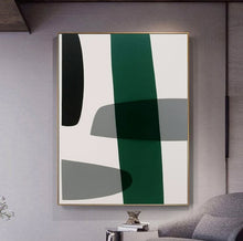 Load image into Gallery viewer, Black White Green Abstract Painting Home Bedroom Wall Decor Geometric Wall Art GE002
