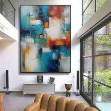 Load image into Gallery viewer, Blue White Red Textured Canvas Painting Extra Large Wall Art For Living Room Office Bedroom BP009