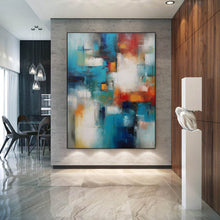 Load image into Gallery viewer, Blue White Red Textured Canvas Painting Extra Large Wall Art For Living Room Office Bedroom BP009