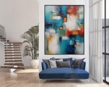 Load image into Gallery viewer, Blue White Red Textured Canvas Painting Extra Large Wall Art For Living Room Office Bedroom BP009