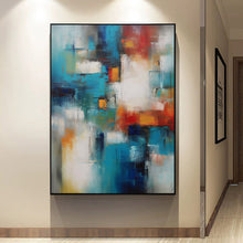 Load image into Gallery viewer, Blue White Red Textured Canvas Painting Extra Large Wall Art For Living Room Office Bedroom BP009