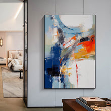 Load image into Gallery viewer, Blue White Red Palette Knife Abstract Painting Textured painting Extra Large Wall Art For Living ROOM Office Big Modern Canvas Art