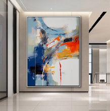 Load image into Gallery viewer, Blue White Red Palette Knife Abstract Painting Textured painting Extra Large Wall Art For Living ROOM Office Big Modern Canvas Art