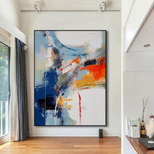 Load image into Gallery viewer, Blue White Red Palette Knife Abstract Painting Textured painting Extra Large Wall Art For Living ROOM Office Big Modern Canvas Art