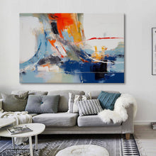 Load image into Gallery viewer, Blue White Red Palette Knife Abstract Painting Textured painting Extra Large Wall Art For Living ROOM Office Big Modern Canvas Art
