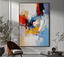 Load image into Gallery viewer, Blue White Red Palette Knife Abstract Painting Textured painting Extra Large Wall Art For Living Room Bedroom Big Modern Canvas Art