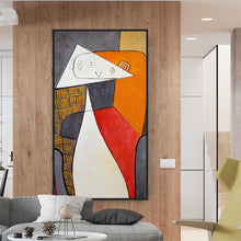 Load image into Gallery viewer, Acrylic Painting Geometry Portrait Orange Red Canvas Painting Wp005