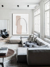 Load image into Gallery viewer, Beige And White Geometric Abstract Canvas Painting Sp055