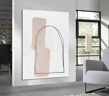 Load image into Gallery viewer, Beige And White Geometric Abstract Canvas Painting Sp055
