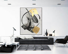 Load image into Gallery viewer, Black And White Abstract Painting Gold Leaf Wall Art Sp091