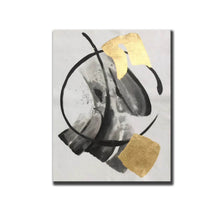 Load image into Gallery viewer, Black And White Abstract Painting Gold Leaf Wall Art Sp091
