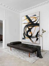 Load image into Gallery viewer, Black And White Abstract Painting Gold Minimal Painting For Living Room Sp049