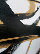 Load image into Gallery viewer, Black And White Abstract Painting Gold Minimal Painting For Living Room Sp049