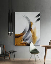 Load image into Gallery viewer, Black And White Abstract Painting Gold Modern Canvas Painting Sp073