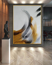 Load image into Gallery viewer, Black And White Abstract Painting Gold Modern Canvas Painting Sp073