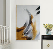 Load image into Gallery viewer, Black And White Abstract Painting Gold Modern Canvas Painting Sp073