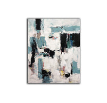 Load image into Gallery viewer, Black And White Abstract Painting Green Palette Knife Painting Sp083