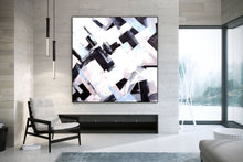 Load image into Gallery viewer, Black And White Beige Abstract Painting Large Artwork Kp084