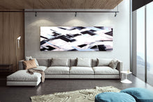Load image into Gallery viewer, Black And White Beige Abstract Painting Large Artwork Kp084