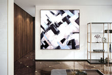 Load image into Gallery viewer, Black And White Beige Abstract Painting Large Artwork Kp084