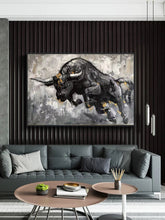 Load image into Gallery viewer, Black And White Bull Painting Contemporary Art Decor Sp008