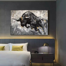 Load image into Gallery viewer, Black And White Bull Painting Contemporary Art Decor Sp008