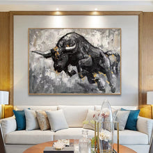 Load image into Gallery viewer, Black And White Bull Painting Contemporary Art Decor Sp008
