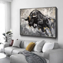 Load image into Gallery viewer, Black And White Bull Painting Contemporary Art Decor Sp008