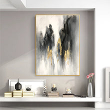 Load image into Gallery viewer, Black And White Landscape Painting Gold Leaf Modern Canvas Art Sp081