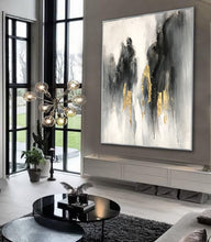 Load image into Gallery viewer, Black And White Landscape Painting Gold Leaf Modern Canvas Art Sp081