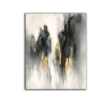 Load image into Gallery viewer, Black And White Landscape Painting Gold Leaf Modern Canvas Art Sp081