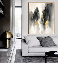 Load image into Gallery viewer, Black And White Landscape Painting Gold Leaf Modern Canvas Art Sp081