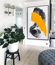 Load image into Gallery viewer, Black And White Painting Yellow Modern Canvas Art Sp082