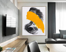 Load image into Gallery viewer, Black And White Painting Yellow Modern Canvas Art Sp082
