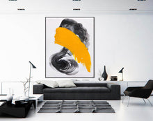 Load image into Gallery viewer, Black And White Painting Yellow Modern Canvas Art Sp082