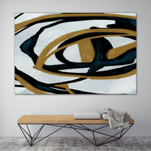 Load image into Gallery viewer, Black And White Wall Art Gold Abstract Painting for Living Room Kp105
