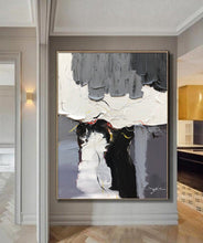 Load image into Gallery viewer, Black And White Wall Art Grey Abstract Painting for Living Room Kp106