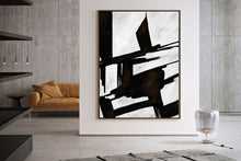 Load image into Gallery viewer, Black And White Wall Art Huge Abstract Painting Living Room Kp089