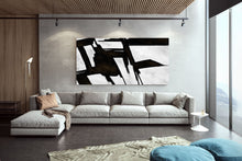 Load image into Gallery viewer, Black And White Wall Art Huge Abstract Painting Living Room Kp089