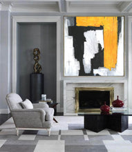 Load image into Gallery viewer, Black And White Yellow Abstract Painting Modern Art On Canvas Sp066