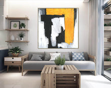 Load image into Gallery viewer, Black And White Yellow Abstract Painting Modern Art On Canvas Sp066