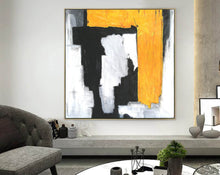 Load image into Gallery viewer, Black And White Yellow Abstract Painting Modern Art On Canvas Sp066