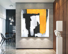 Load image into Gallery viewer, Black And White Yellow Abstract Painting Modern Art On Canvas Sp066