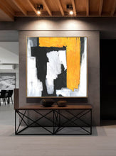 Load image into Gallery viewer, Black And White Yellow Abstract Painting Modern Art On Canvas Sp066
