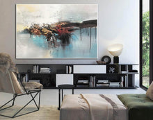 Load image into Gallery viewer, Black Blue White Abstract Painting on Canvas Contemporary Art Wp012