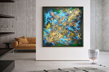 Load image into Gallery viewer, Black Gold Blue Livingroom Decor Large Abstract Painting Kp077