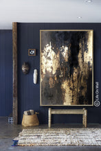 Load image into Gallery viewer, Black Gold Leaf Vertical Abstract Painting Living Room Bedroom Art Wp050